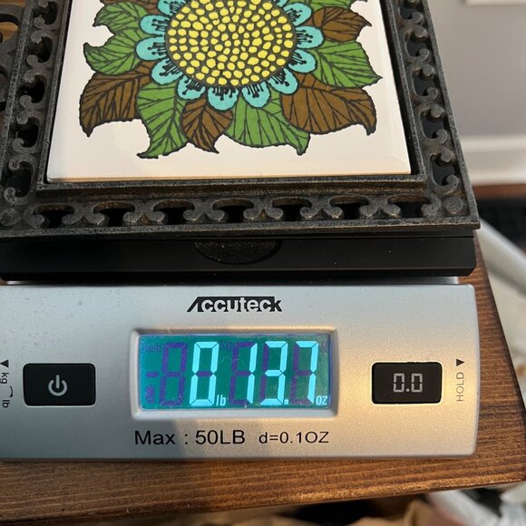 VTG Holt Howard Flower Tile Green Brown Metal Trivet 1970s Japan Ceramic Kitsch - Picture 15 of 15